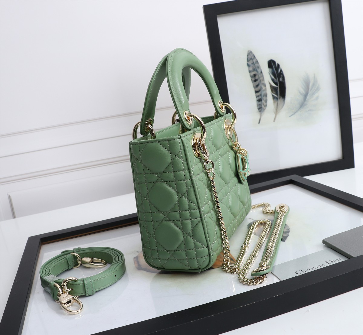 Mini Lady Dior Bag Green Cannage Lambskin